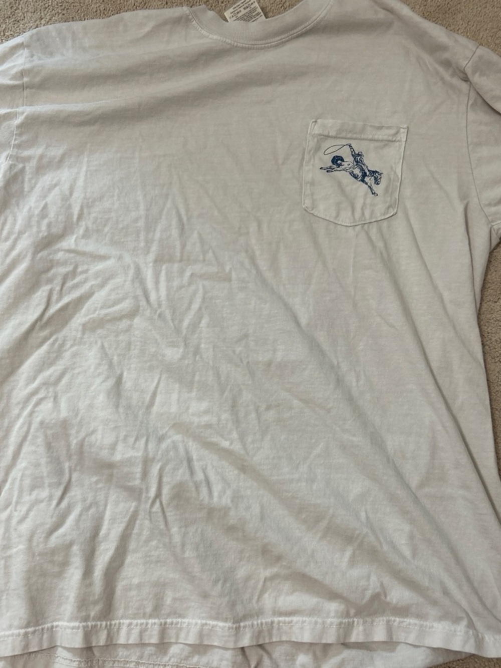 Comfort Colors White Short Sleeve Pocket Tee with Blue Pocket Graphic
